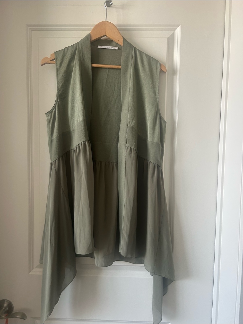 Only Olive Green Sleeveless Draped Layered Tunic